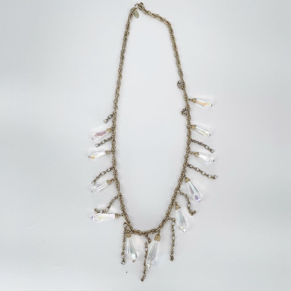 Ann Taylor Dangling Tear Drop Statement Necklace Gold